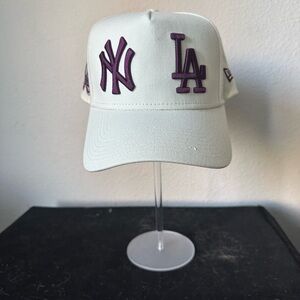 Cream and Purple Baseball Cap